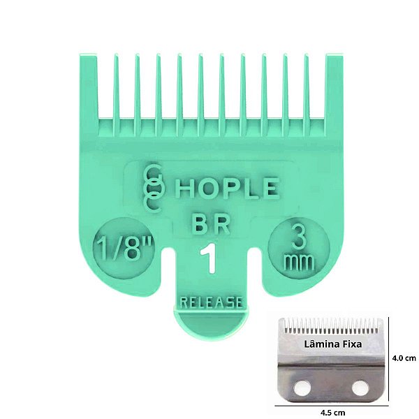 Pente Para Máquina De Cortar Cabelo Profissional No 1 - 3mm Verde