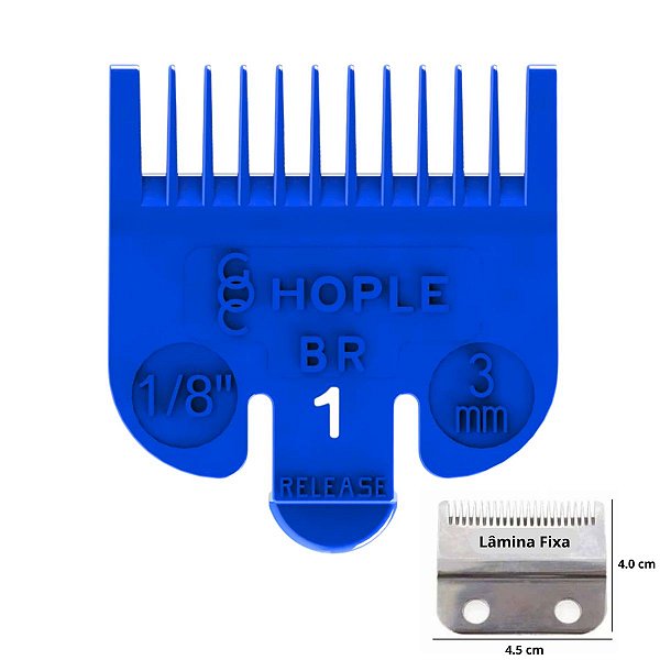 Pente Para Máquina De Cortar Cabelo Profissional No 1 - 3mm Azul