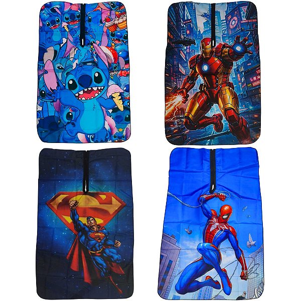 Capa De Corte Infantil Estampada Tecido Microfibra Fechamento com Zíper