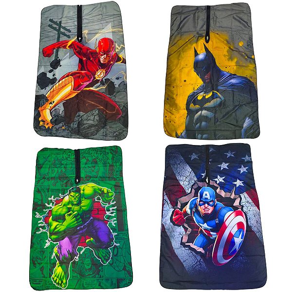 Capa De Corte Infantil Estampada Tecido Microfibra Fechamento Zíper