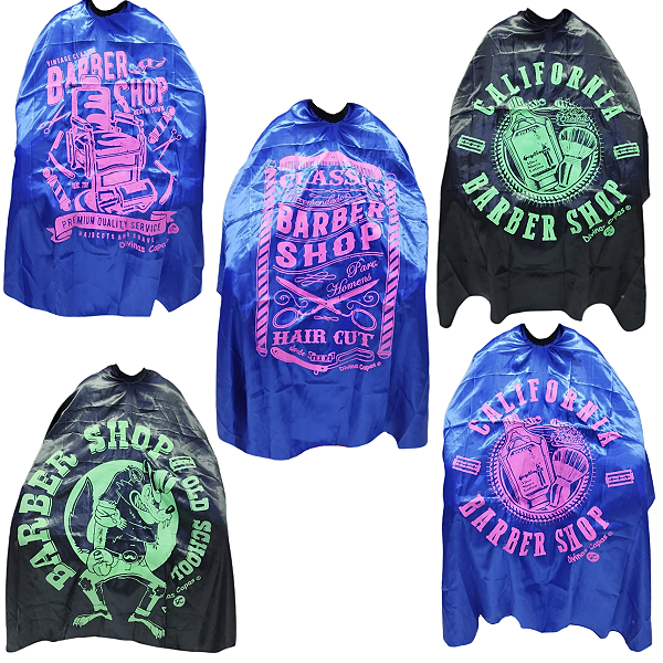 Capa De Corte Adulto Para Barbeiro Cabeleireiro Tecido Cetim Fechamento Botão