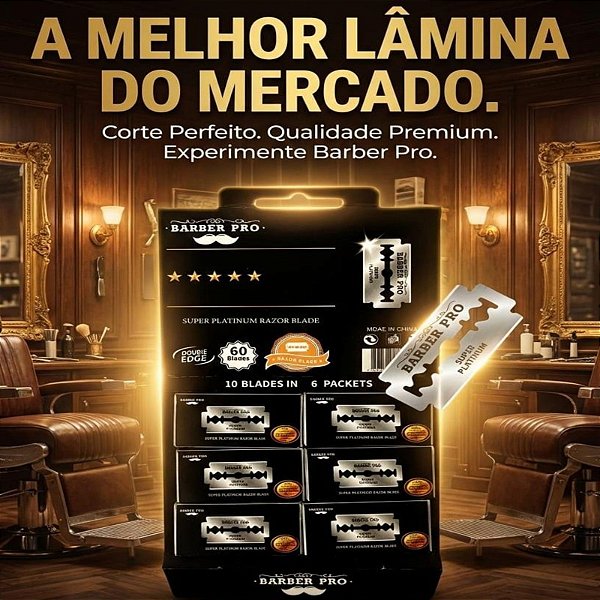 Lamina Barber Pro Super Platinum Com 60 Lâminas Inteiras