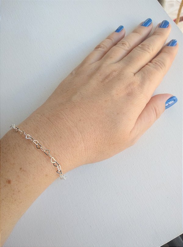 PULSEIRA ELO CORAÇÕES PRATA 925