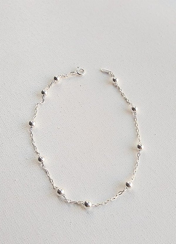 TORNOZELEIRA BOLINHA PRATA 925