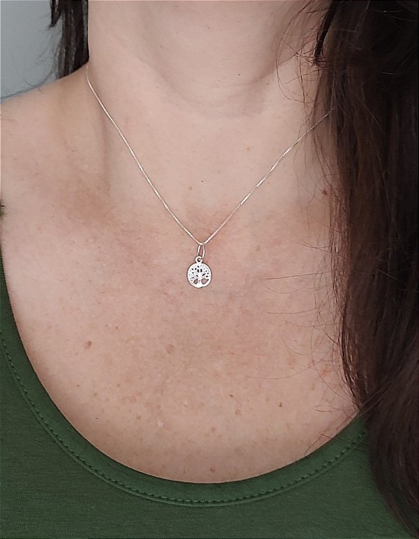 COLAR DE PRATA 925 ÁRVORE DA VIDA REDONDA