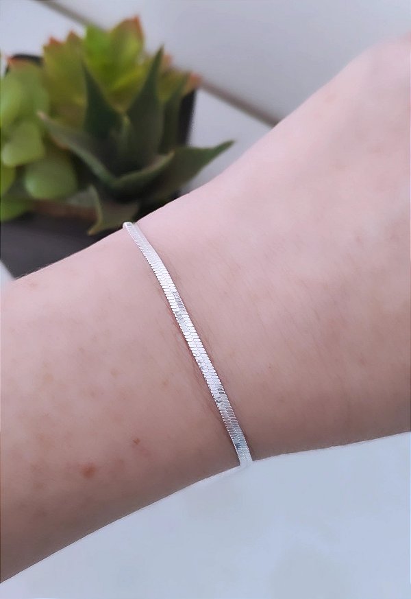 PULSEIRA DE PRATA 925 LAMINADA 19 CM 2 MM
