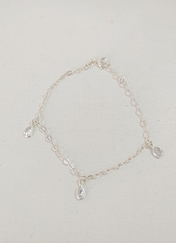 PULSEIRA GOTAS PONTO DE LUZ PRATA 925