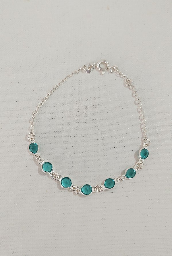PULSEIRA ZIRCÔNIA TURQUESA PRATA 925