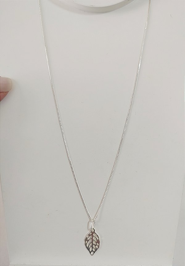 COLAR FOLHA VAZADA PRATA 925