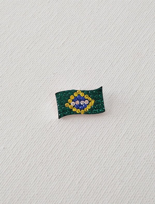 PINGENTE BANDEIRA BRASIL CRAVEJADO ZIRCÔNIAS PRATA 925