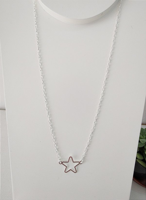 COLAR ESTRELA VAZADA PRATA 925