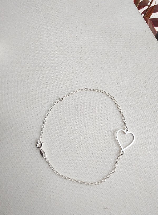 PULSEIRA CORAÇÃO VAZADO PRATA 925