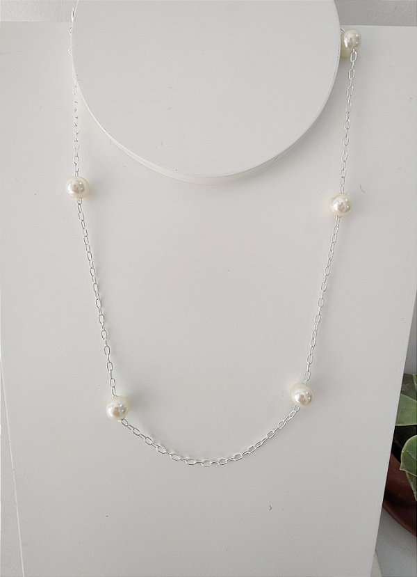 GARGANTILHA CHOKER PÉROLA PRATA 925