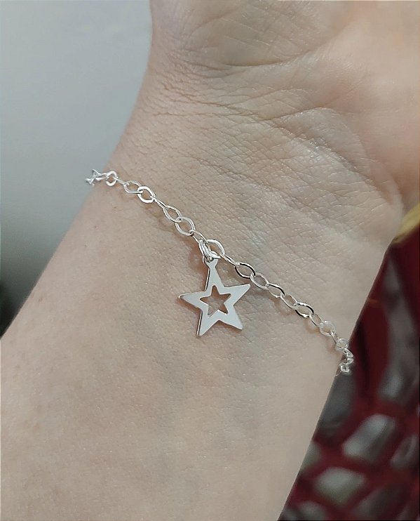 PULSEIRA DE PRATA 925  ESTRELA VAZADA