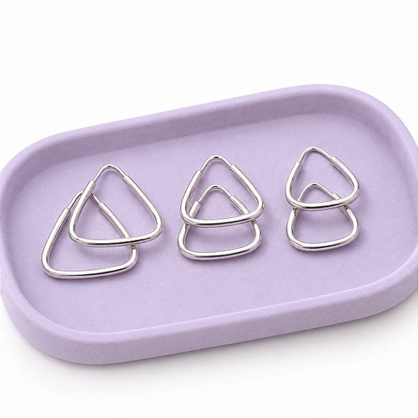 TRIO PRATA 925 TRIÂNGULO LISO