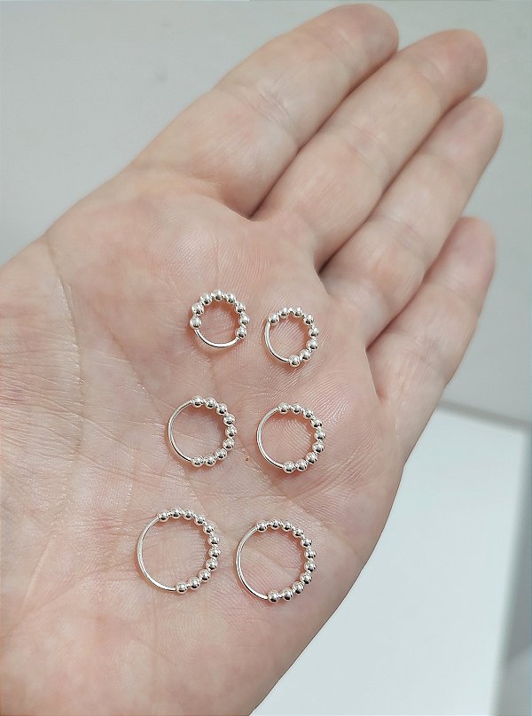 TRIO ARGOLAS PIERCING PRATA 925