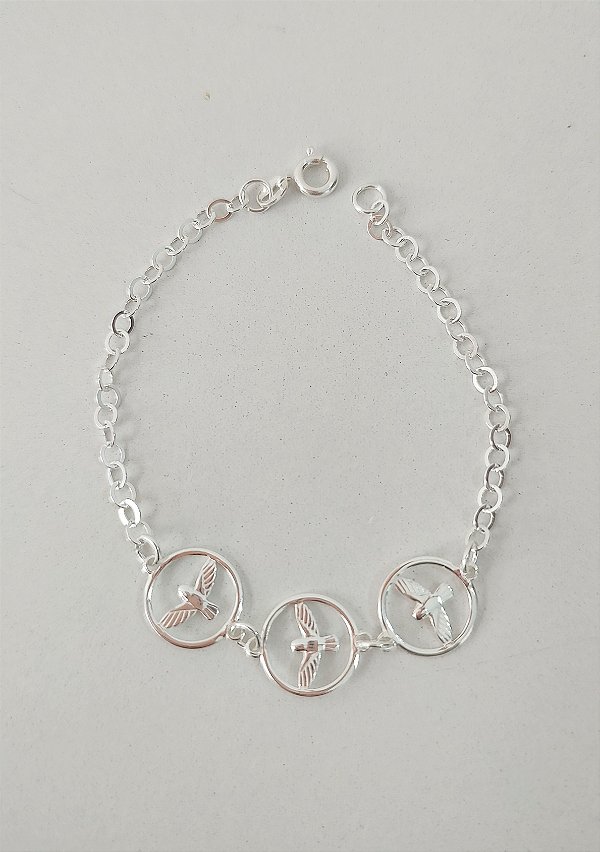 PULSEIRA 3 POMBAS SÍMBOLO DA PAZ PRATA 925