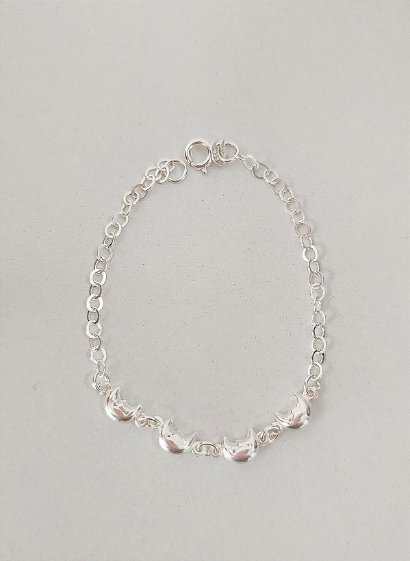 PULSEIRA MEIA LUA PRATA 925
