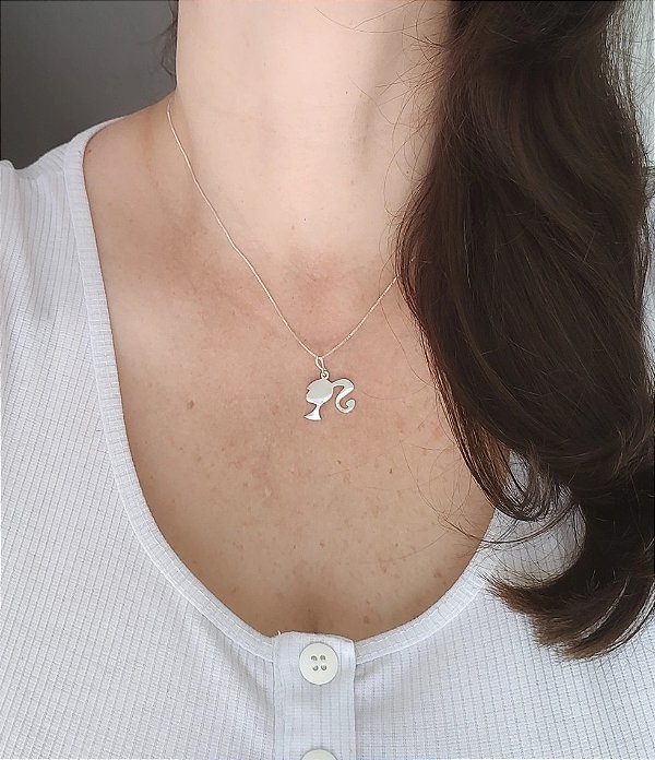 COLAR DE PRAT 925 BARBIE PINGENTE LISO