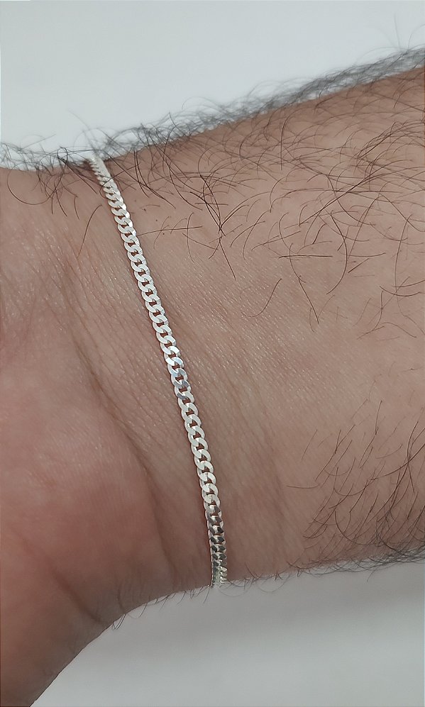 PULSEIRA GRUMET MASCULINA FIO 060 21 CM PRATA 925