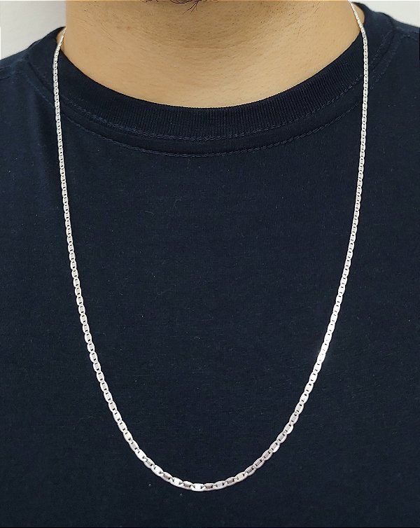 CORRENTE PIASTRINE FIO 040 MASCULINA 70 CM PRATA 925