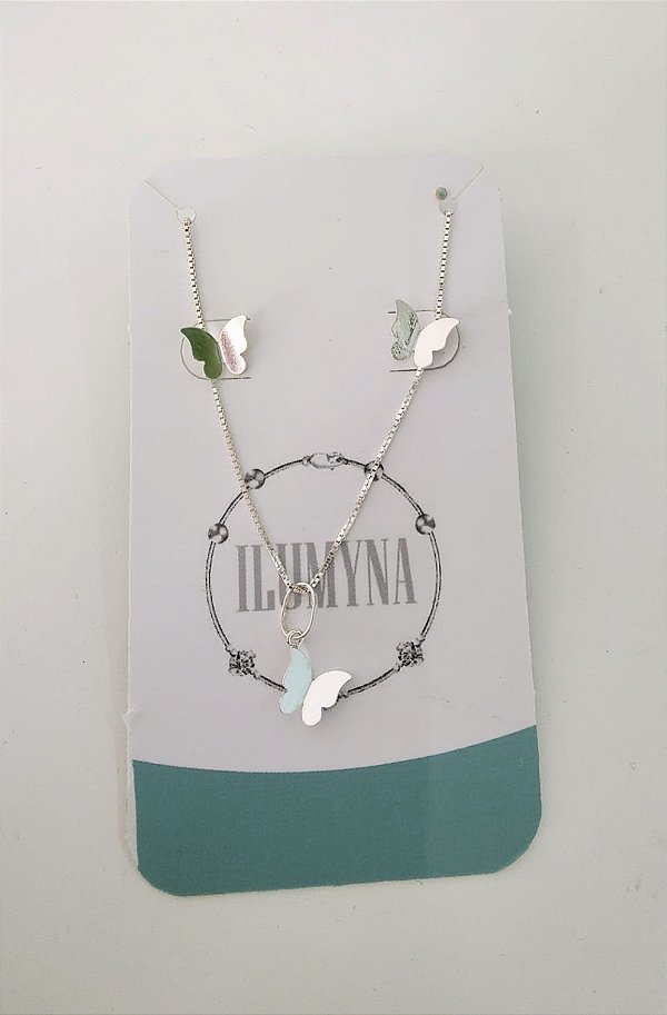CONJUNTO BORBOLETA LISO PEQUENO PRATA 925