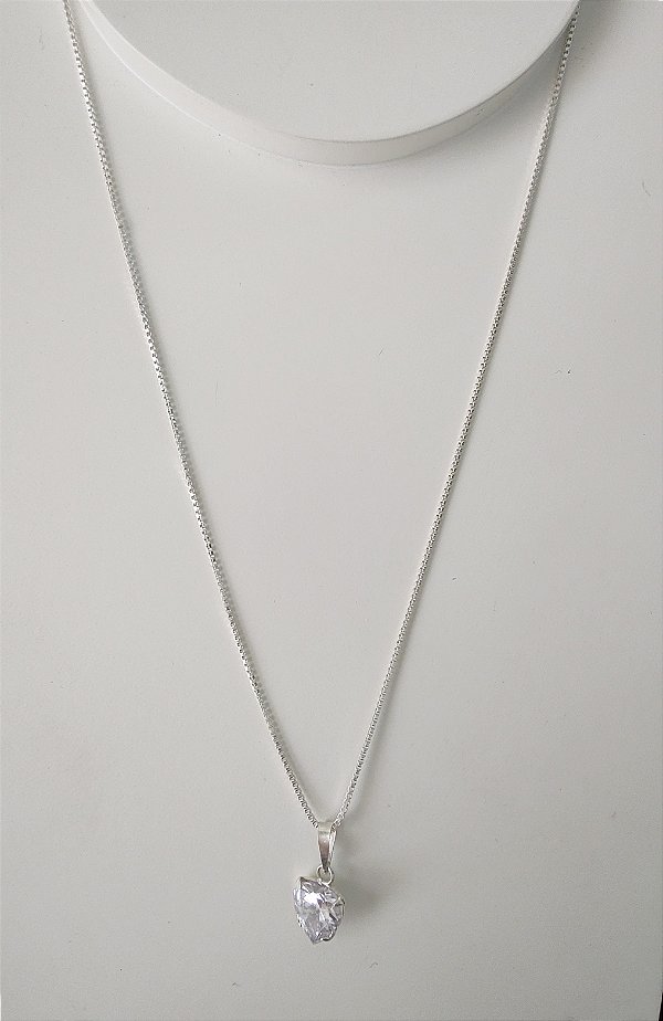 COLAR CORAÇÃO ZIRCÔNIA 8 MM PRATA 925