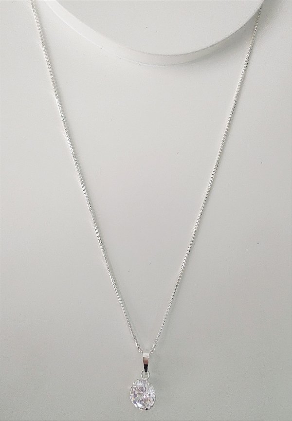 COLAR CÍRCULO ZIRCÔNIA 8 MM PRATA 925