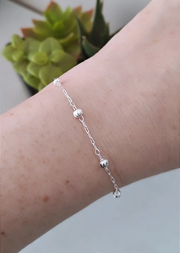 PULSEIRA DE PRATA 925 BOLINHAS DETALHES