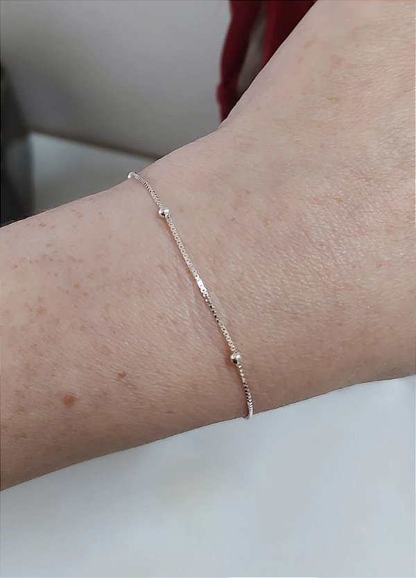 PULSEIRA DE PRATA 925 BOLINHAS PEQUENAS
