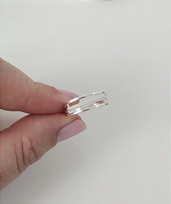 ANEL TRÊS LINHAS TRABALHADO PRATA 925