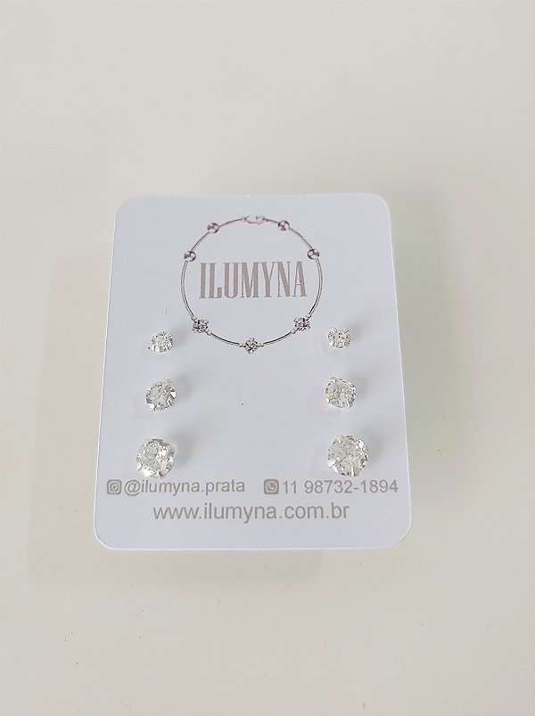 TRIO CÍRCULO ZIRCÔNIAS PRATA 925