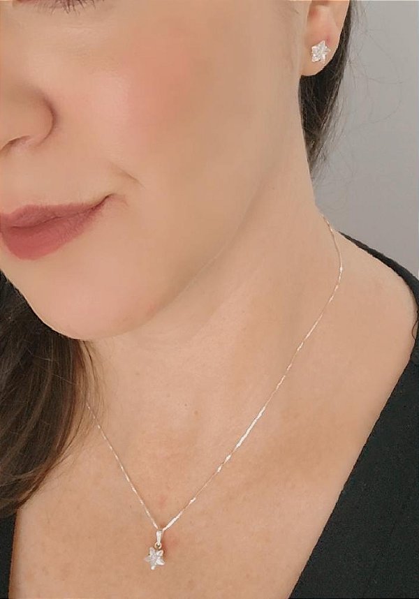 CONJUNTO DE PRATA 925 ESTRELA ZIRCÔNIA