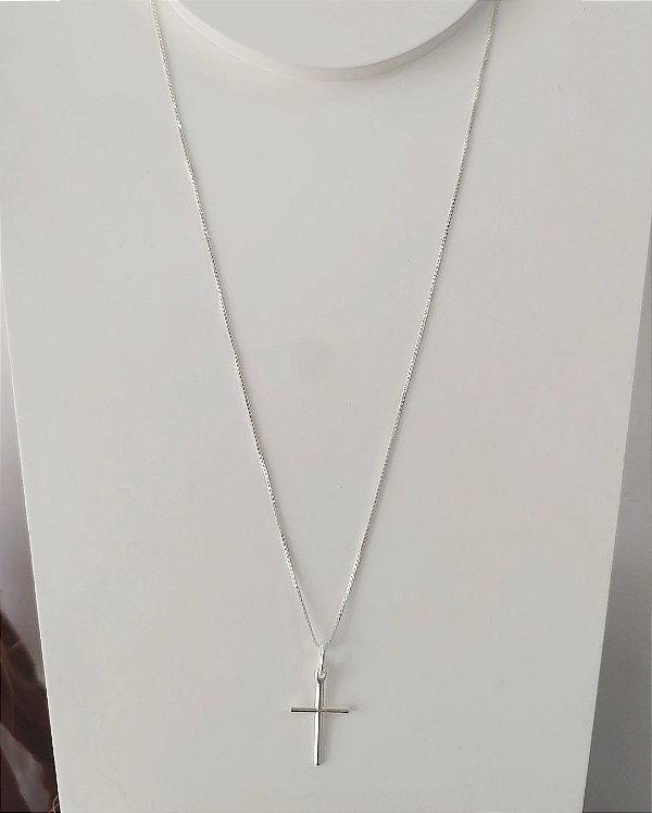 CORRENTE DE PRATA 925 CRUZ PALITO 60 CM