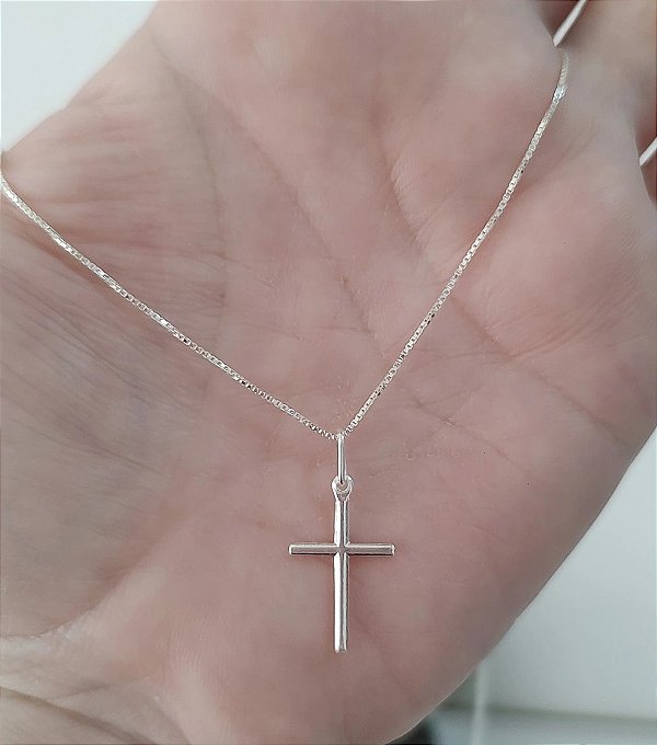 CORRENTE DE PRATA 925 CRUZ PALITO 60 CM