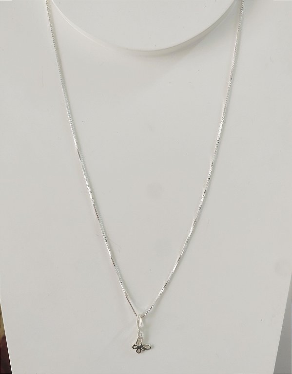COLAR PRATA 925 BORBOLETA PEQUENA CRAVEJADA