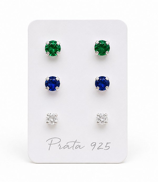 TRIO PRATA 925 ZIRCÔNIA BRASIL