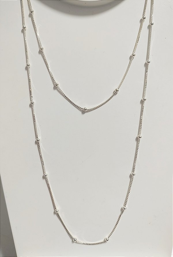 COLAR BOLINHA E CHOKER BOLINHA EM PRATA 925 DUAS PEÇAS