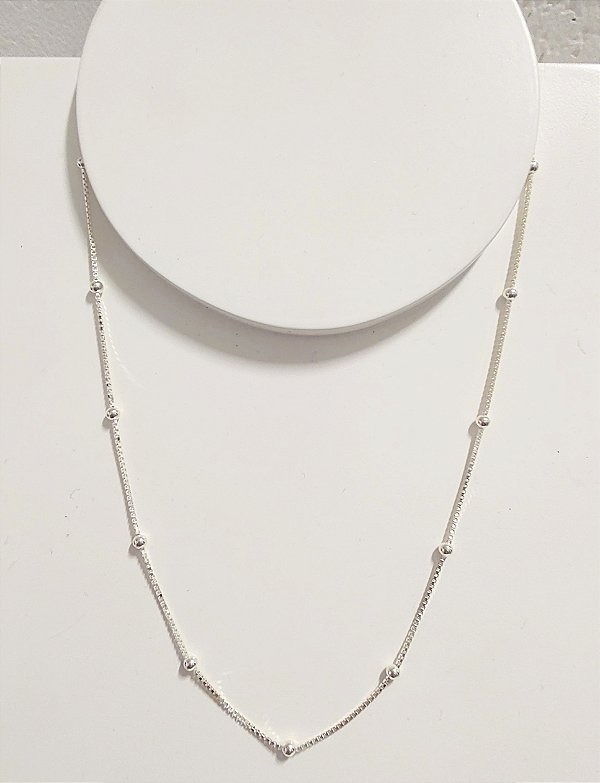 GARGANTILHA CHOKER BOLINHAS PRATA 925 40 CM