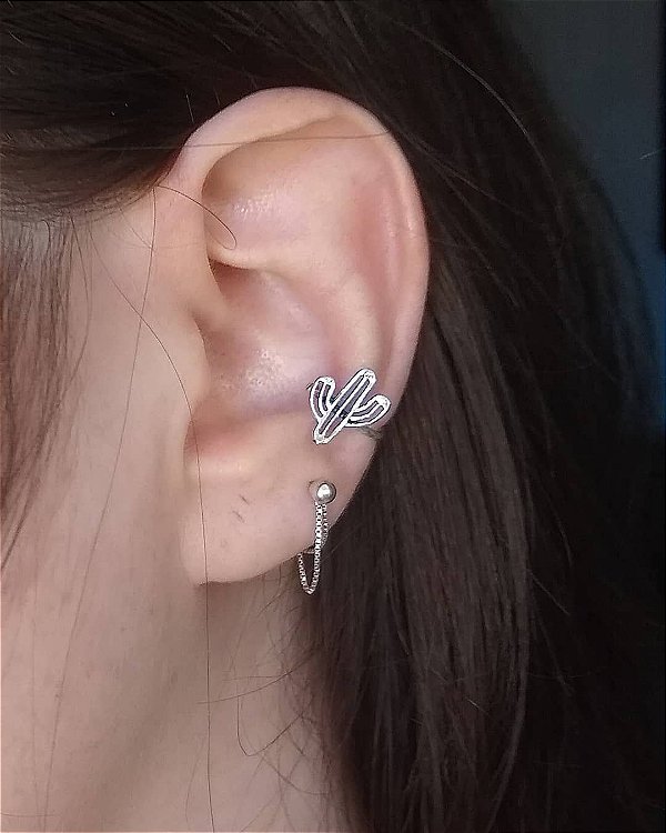 PIERCING FAKE CACTO PRATA 925
