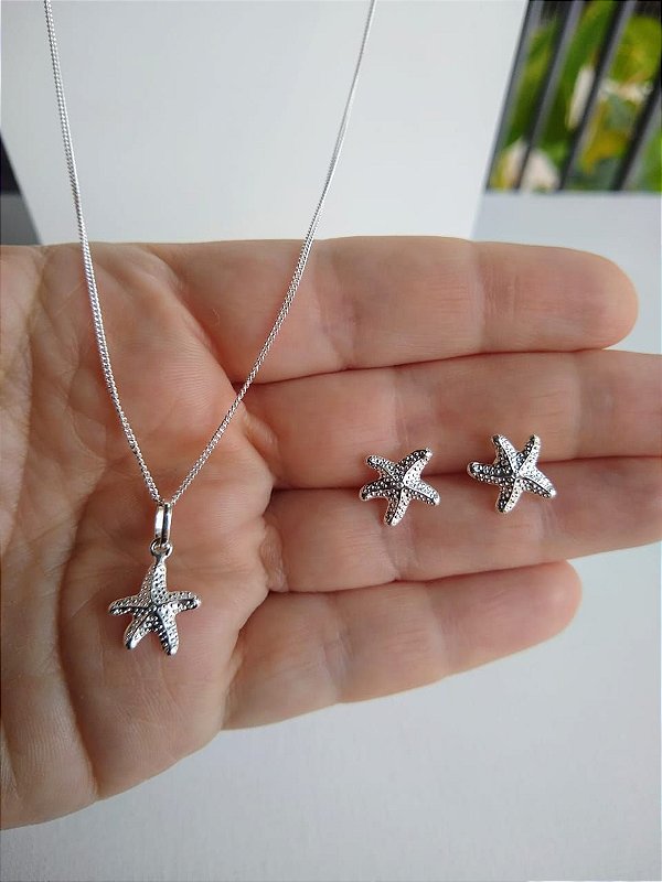 CONJUNTO ESTRELA DO MAR PRATA 925