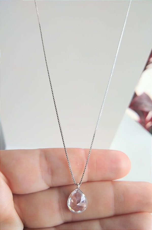 COLAR PONTO DE LUZ GOTA GRANDE PRATA 925