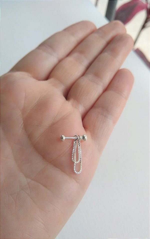 PIERCING TRAGUS COM PEDRA ZIRCÔNIA PRATA 925