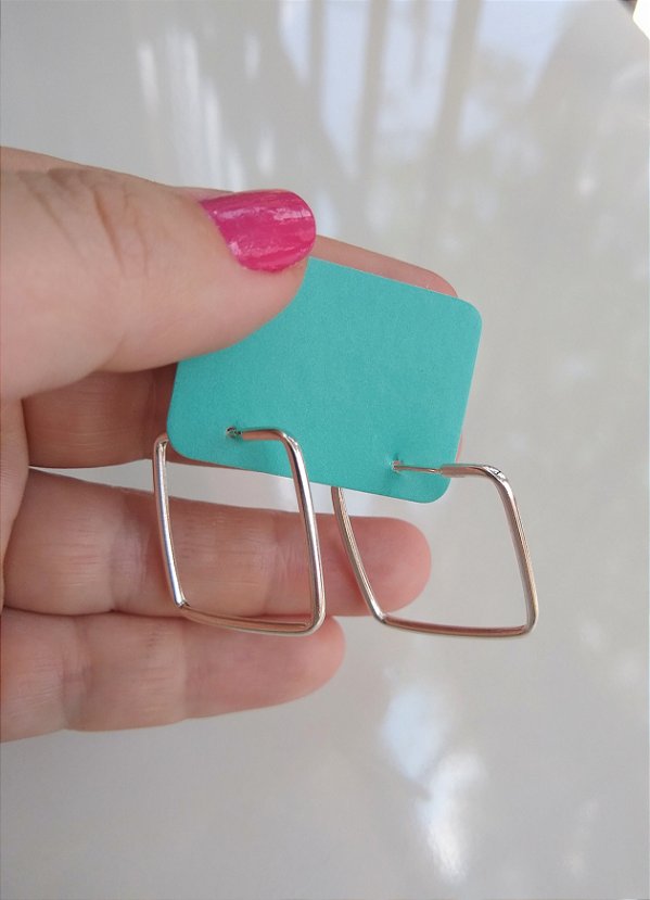 ARGOLA QUADRADA M PRATA 925