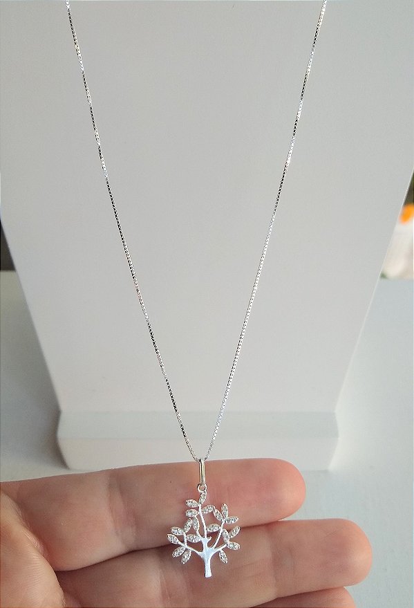 COLAR ÁRVORE DA VIDA COM MICRO ZIRCÔNIAS PRATA 925