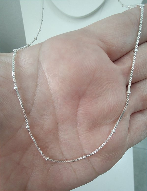 CORRENTE DE PRATA 925 MICRO BOLINHAS 60 CM