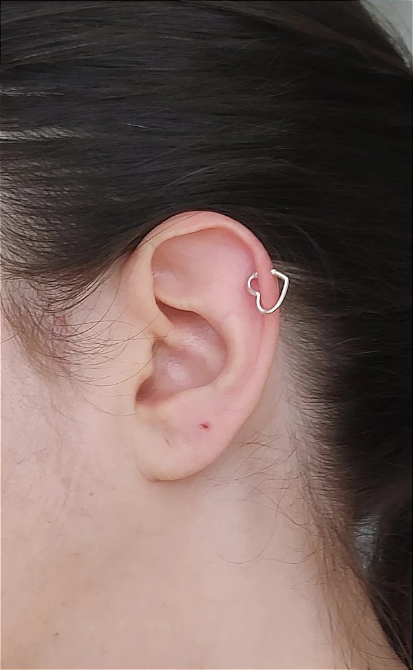 PIERCING CORAÇÃO PRESSÃO PRATA 925