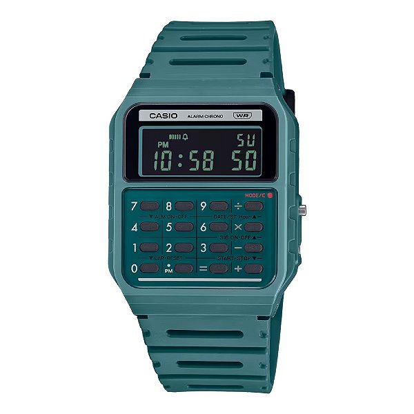 Relógio Casio Data bank Edgy Verde Unissex CA-53WB-3BDF