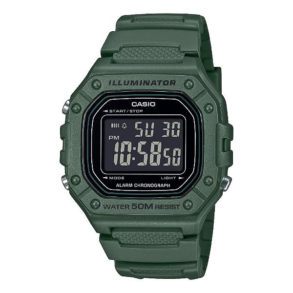 Relógio Casio Standard Digital Verde – W-218H-3BVDF
