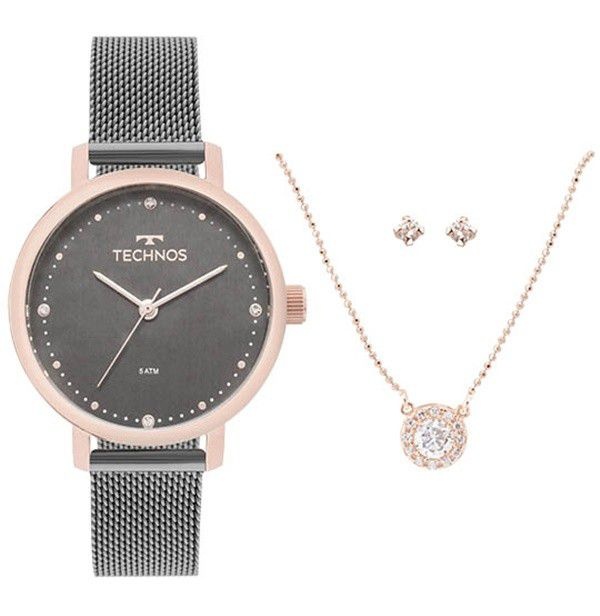 Relógio Technos Feminino 2035MMO/K5C + Colar e brincos